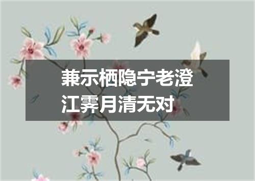 兼示栖隐宁老澄江霁月清无对