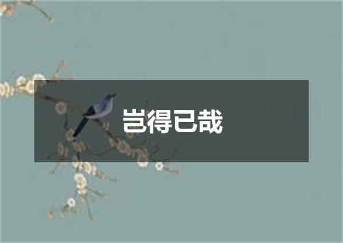 岂得已哉