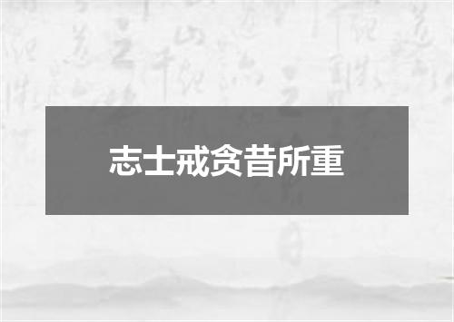 志士戒贪昔所重