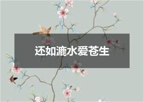 还如漉水爱苍生