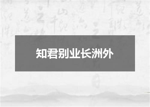 知君别业长洲外