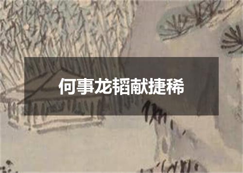 何事龙韬献捷稀