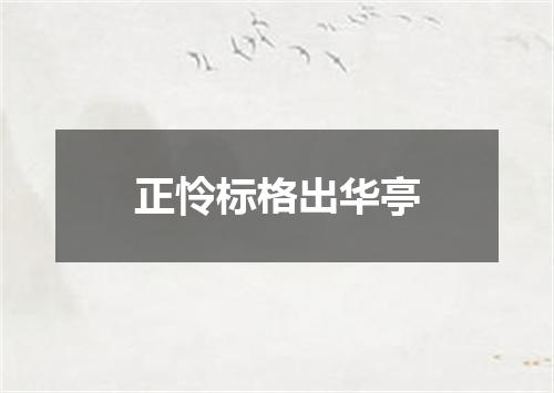 正怜标格出华亭