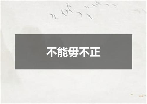 不能毋不正