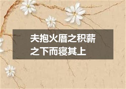 夫抱火厝之积薪之下而寝其上