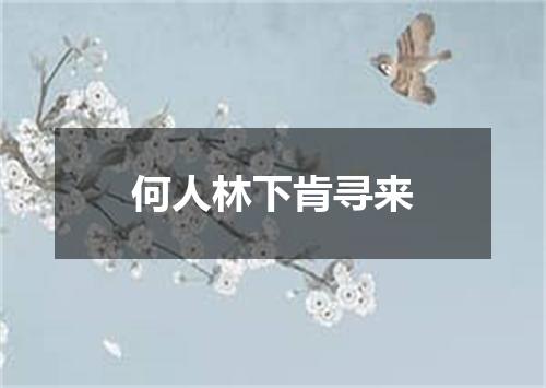 何人林下肯寻来