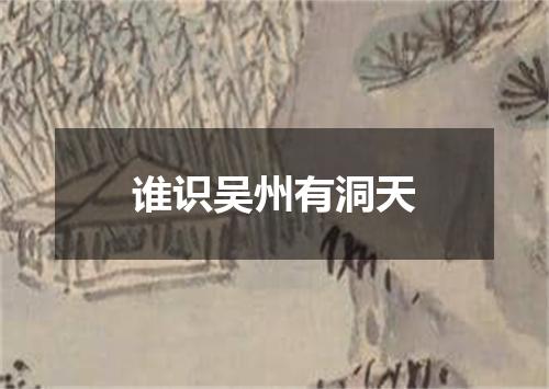 谁识吴州有洞天