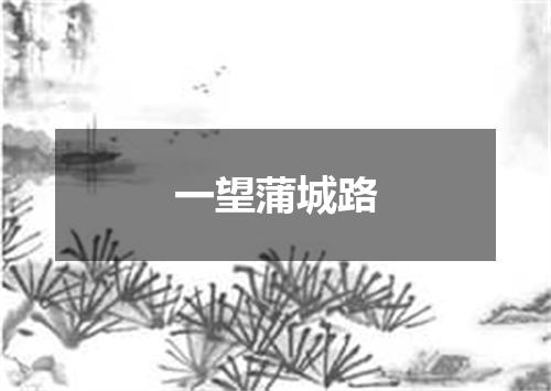 一望蒲城路