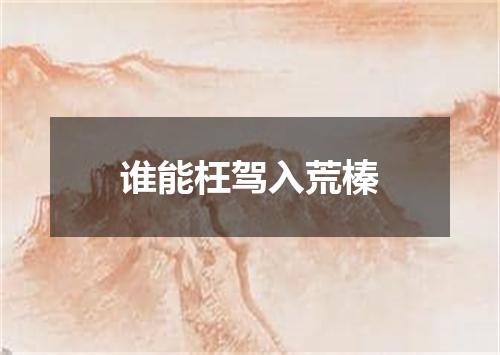 谁能枉驾入荒榛
