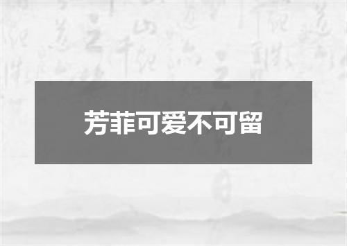 芳菲可爱不可留