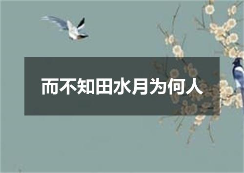 而不知田水月为何人