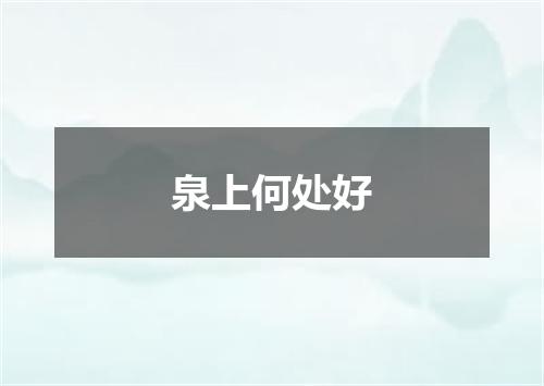 泉上何处好