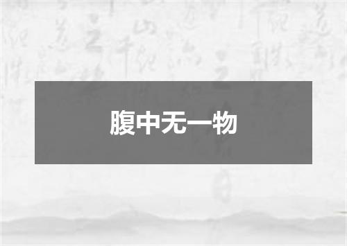 腹中无一物