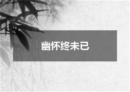 幽怀终未已
