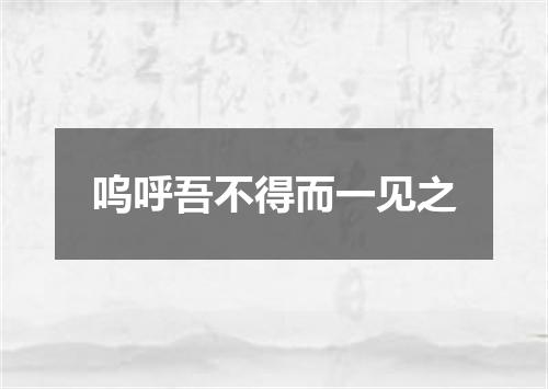 呜呼吾不得而一见之