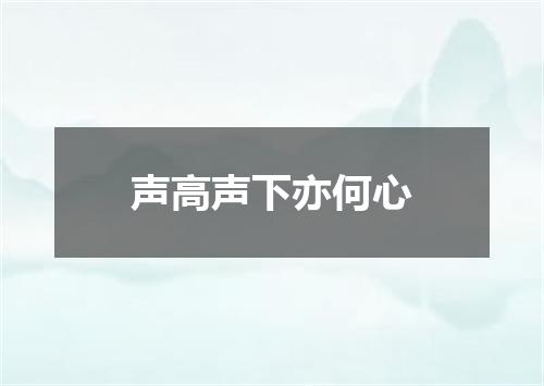 声高声下亦何心