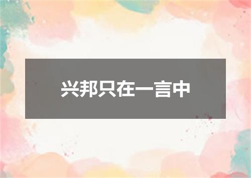 兴邦只在一言中