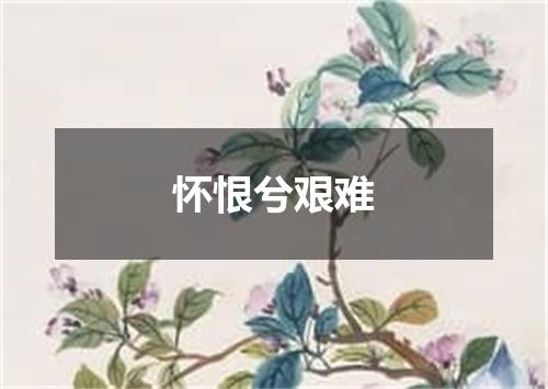 怀恨兮艰难