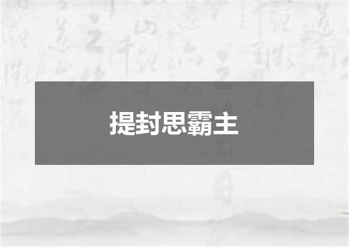 提封思霸主