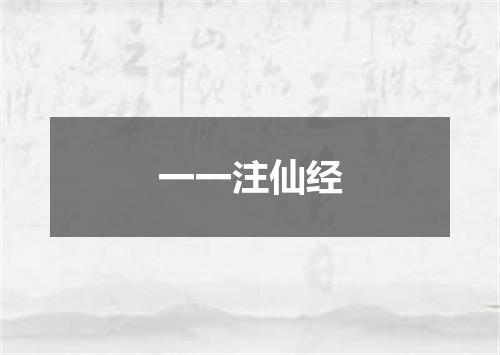 一一注仙经