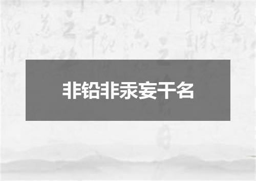 非铅非汞妄干名