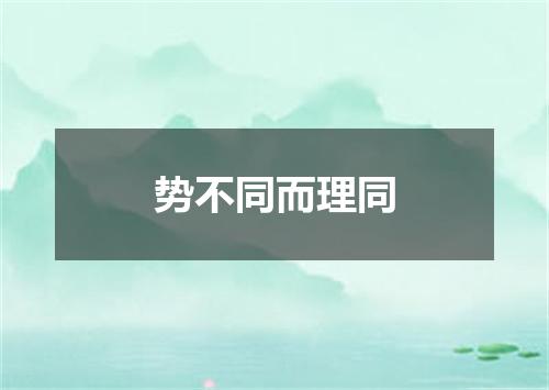 势不同而理同