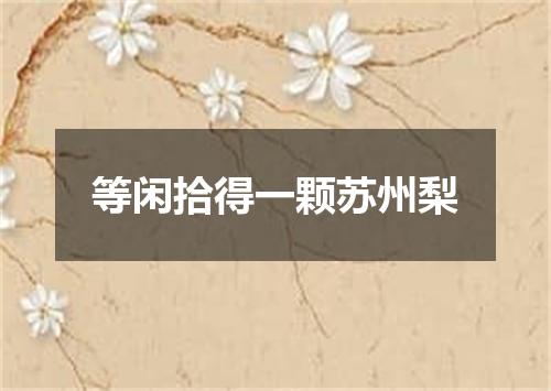 等闲拾得一颗苏州梨