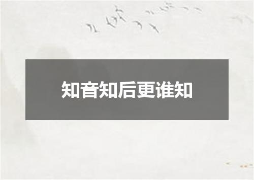 知音知后更谁知