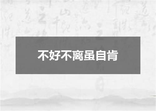 不好不离虽自肯