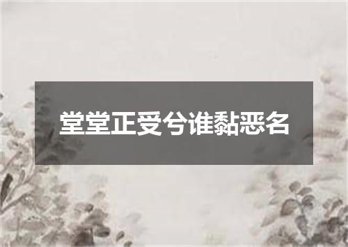 堂堂正受兮谁黏恶名