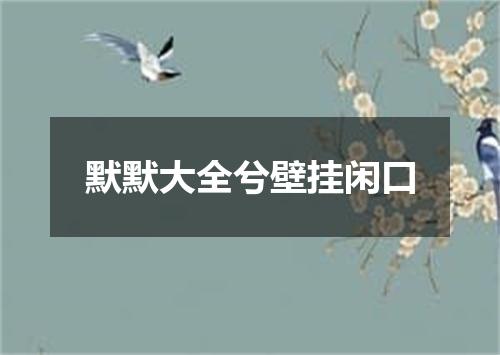 默默大全兮壁挂闲口
