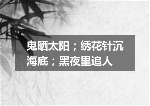 鬼晒太阳；绣花针沉海底；黑夜里追人