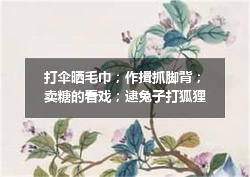 打伞晒毛巾；作揖抓脚背；卖糖的看戏；逮兔子打狐狸