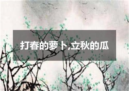 打春的萝卜,立秋的瓜