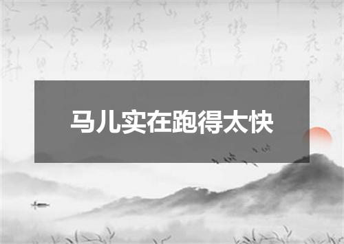 马儿实在跑得太快