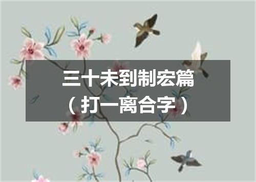 三十未到制宏篇（打一离合字）