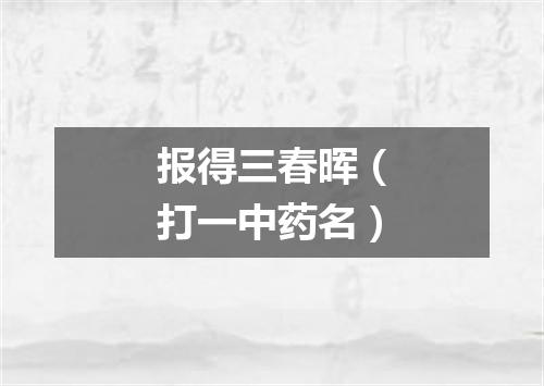 报得三春晖（打一中药名）