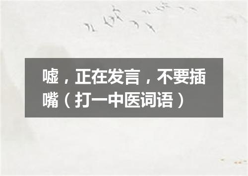 嘘，正在发言，不要插嘴（打一中医词语）
