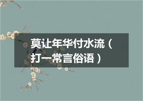 莫让年华付水流（打一常言俗语）