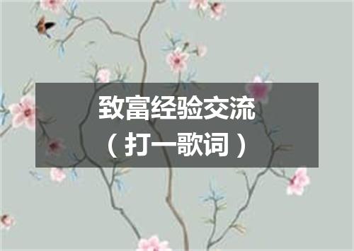致富经验交流（打一歌词）