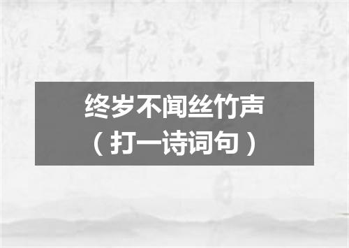 终岁不闻丝竹声（打一诗词句）