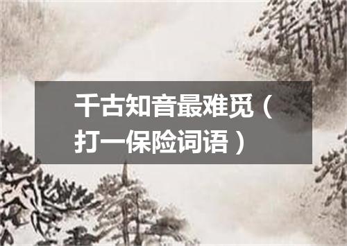 千古知音最难觅（打一保险词语）