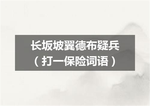 长坂坡翼德布疑兵（打一保险词语）