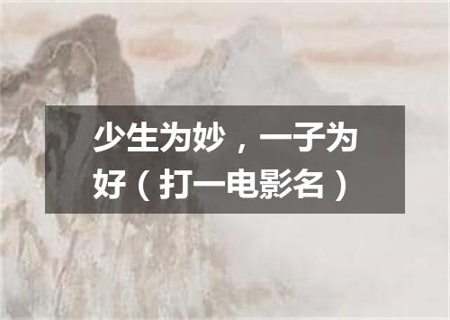 少生为妙，一子为好（打一电影名）
