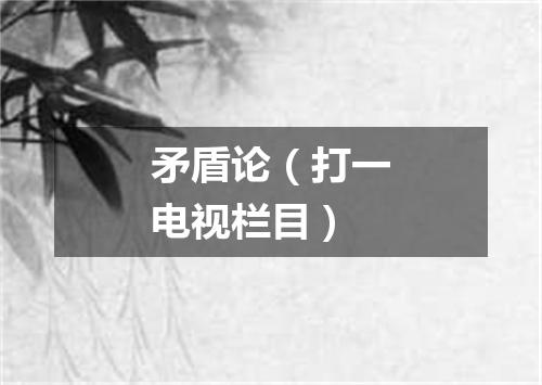 矛盾论（打一电视栏目）