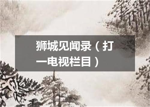 狮城见闻录（打一电视栏目）