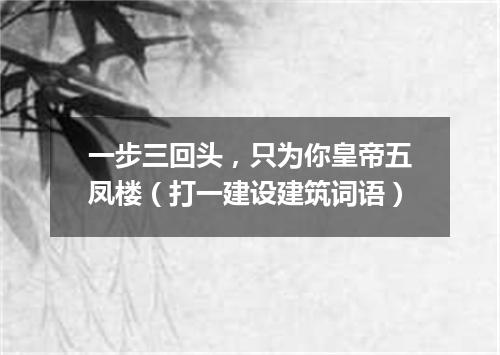 一步三回头，只为你皇帝五凤楼（打一建设建筑词语）