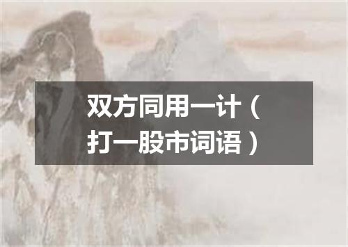 双方同用一计（打一股市词语）