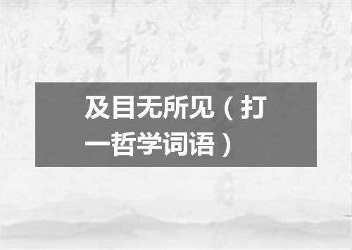 及目无所见（打一哲学词语）
