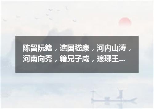 陈留阮籍，谯国嵇康，河内山涛，河南向秀，籍兄子咸，琅琊王戎，沛人刘伶（打一股票名）